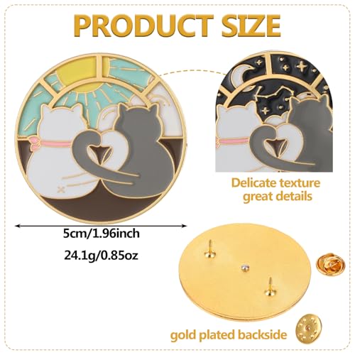 Image of Mabor Anime Cat Enamel Pin Rotatable Cute Couple Cats Alloy Metal Brooch Lapel Pins Cat Enamel Brooch Pins for Jackets Hats Decoration(1 Pcs)