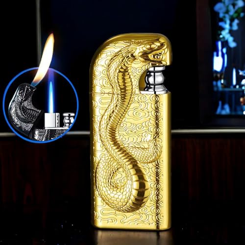 Encendedor soplete para hombre diseño serpiente dorado miniatura 5