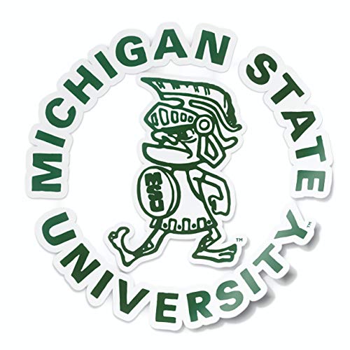 Image of Collegiate NCAA Car Decal Made from Premium Weatherproof Vinyl (Michigan State Tough Sparty - White)