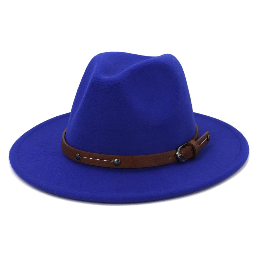 Cappello Fedora unisex, tinta unita, cintura marrone, tesa larga, cappello a cilindro jazz, cappello invernale classico elegante Panama