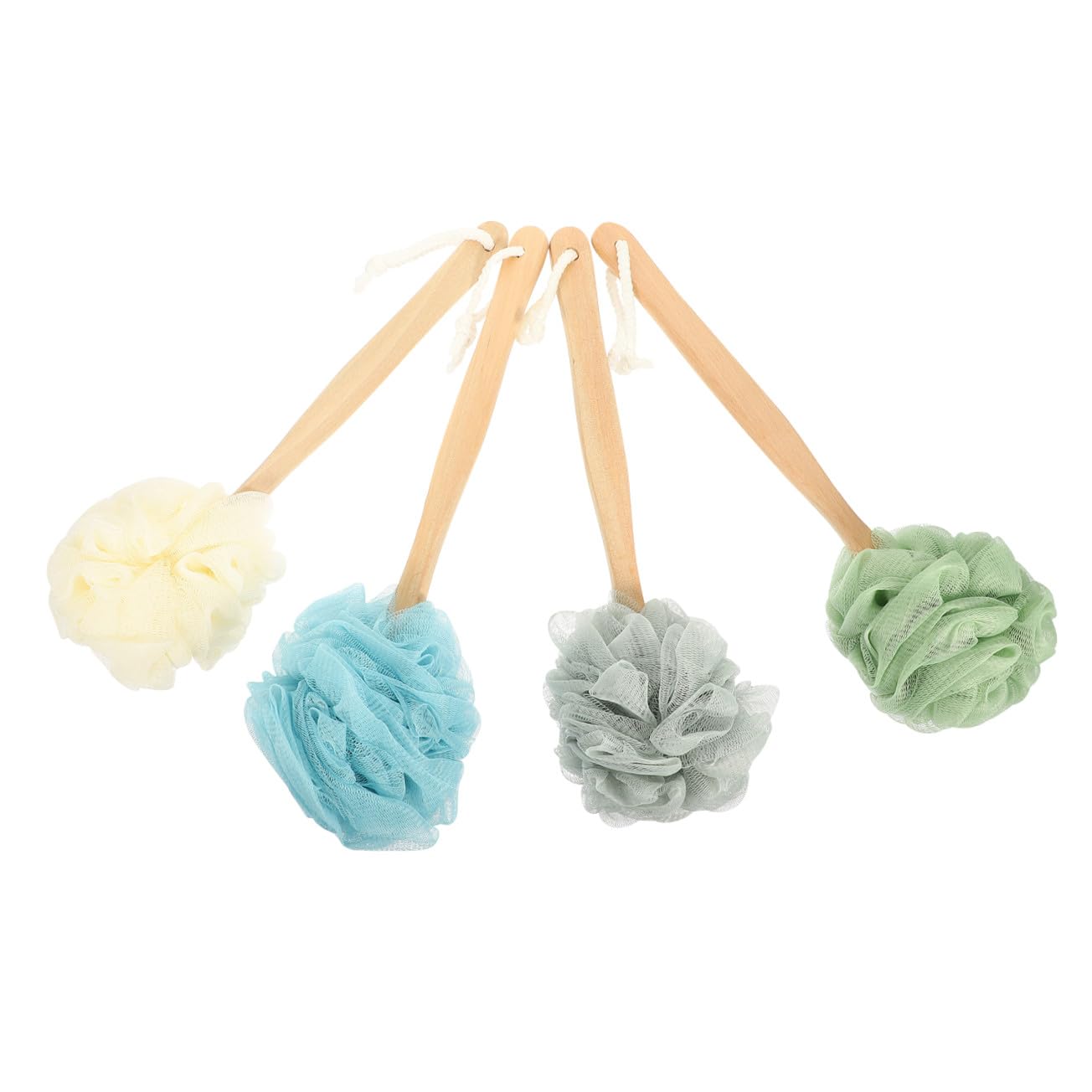 Ipetboom Cepillo de Ducha Corporal 4 Piezas de Nailon Mango Largo Exfoliación Delicada y Limpieza Profunda para Baño para Espalda y Cuerpo