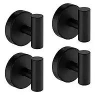 Suction Cup Hooks for Shower, Kitchen, Bathroom, Mirror, Wall, Door, Tile, Glass, Window No Damage – Removable Towel Holder for Hanging Loofah, Robe, Coat, Heavy Duty Hook Matte Black (4-Pack)
