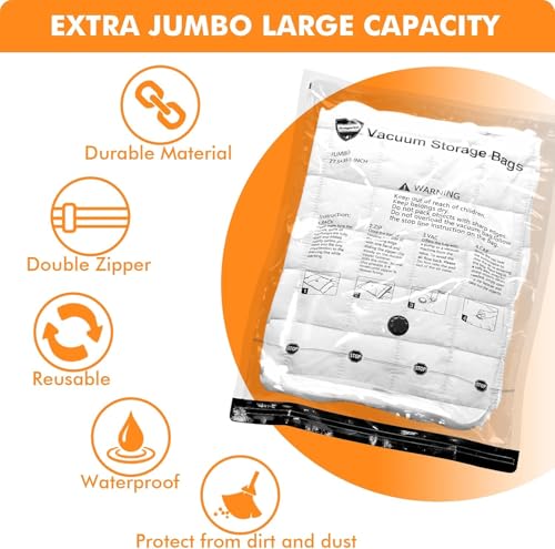 Image of GONGSHI Vacuum Seal Bags for Clothing Travel & Home Storage, Travel Vacuum Bags with Electric Pump,Space Saver for Blankets, Comforters, Pillows, Clothes,15 Combo