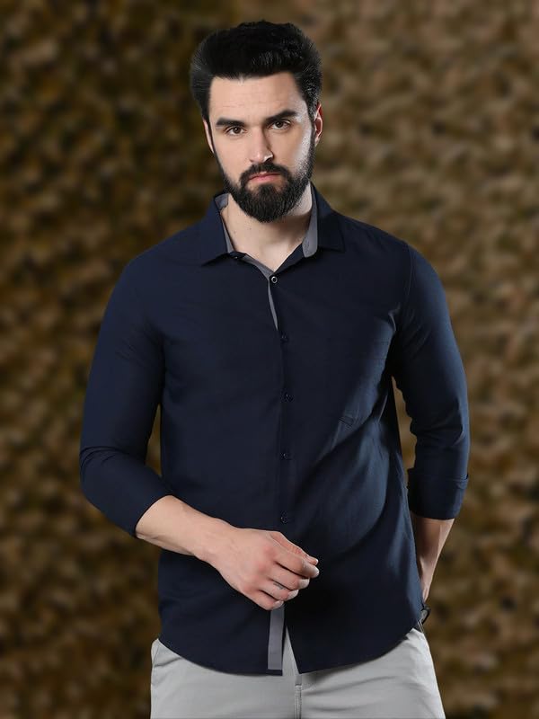 Image of Pinkmint Men's Solid Shirt | Soft Cotton Blend | Casual Shirt | Plain | Full Sleeve - Regular Fit (Combo Pack of 3 | Available in Plus Size)