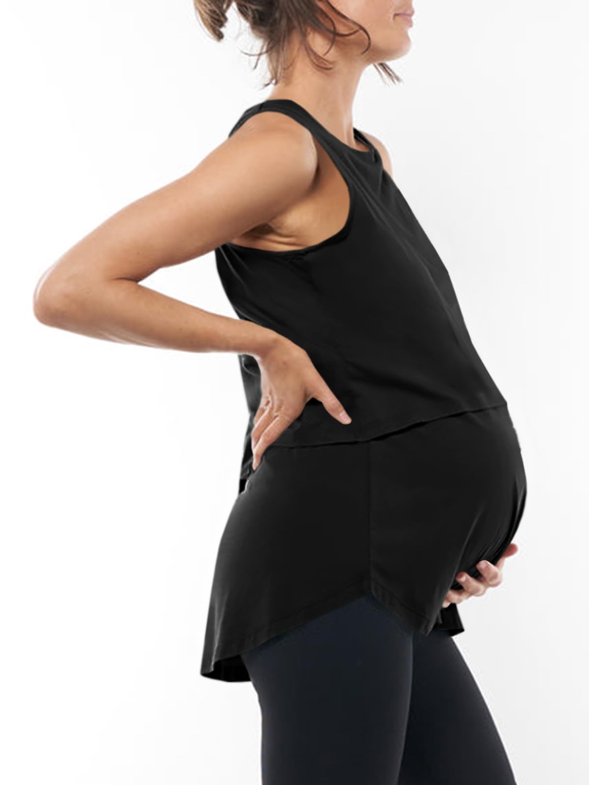 Tankaneo Camiseta sin mangas de lactancia de verano para mujer, de doble capa, ropa de embarazo