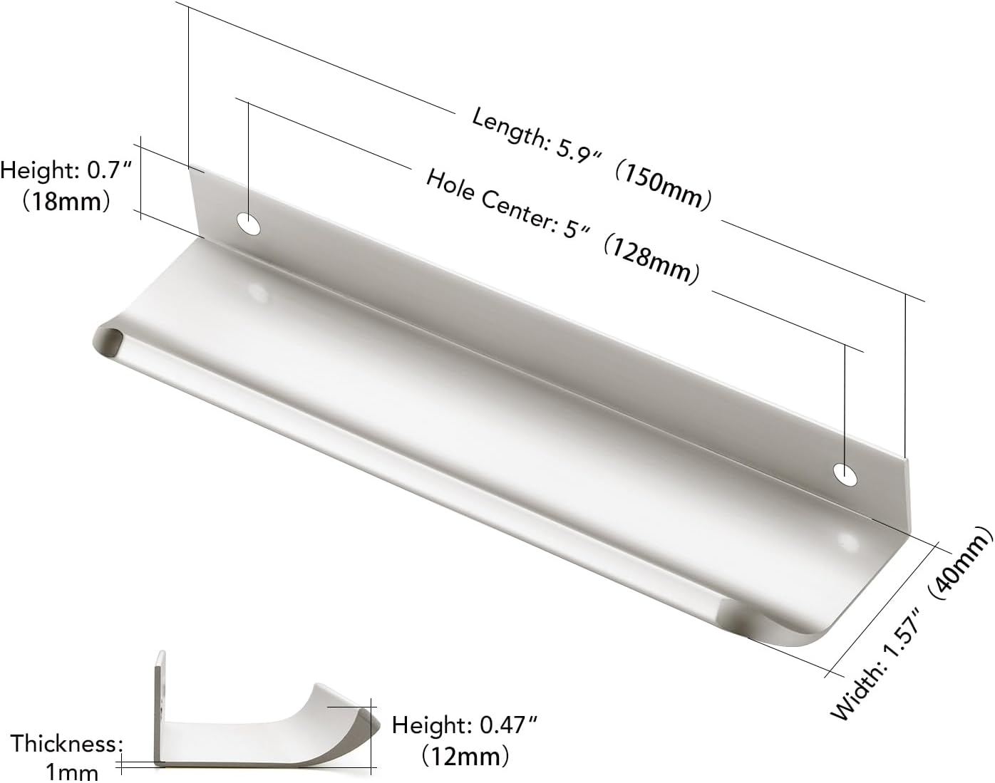 Ravinte 20 Pack Cabinet Handles Finger Edge Pulls 150mm/5.9 inch Silver Drawer Edge Pulls Brushed Nickel Finger Pulls for Cabinets Concealed Handles
