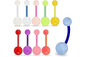 10 UV luminescent balls, bioplastic flexible banana belly button buckle