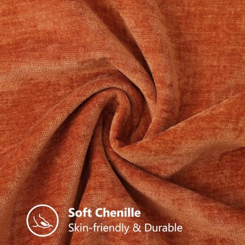 Image of decorUhome Soft Chenille Throw Pillow Covers 22x22 Set of 2 Rust