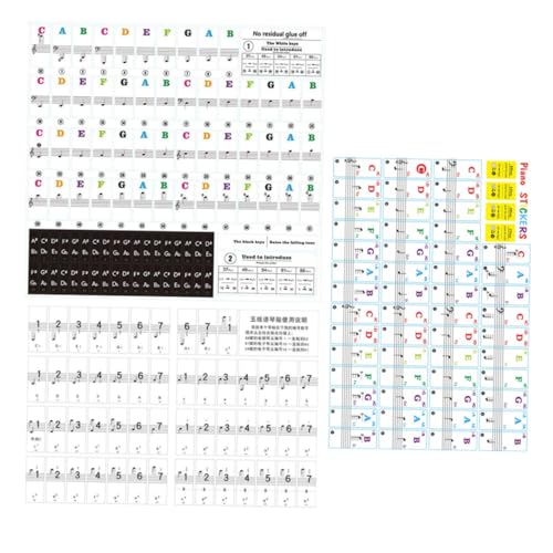 HEMOTON 3pcs Piano Note Labels Keyboard Stickers for Beginners Removable Sheet Music Notation Piano Stickers