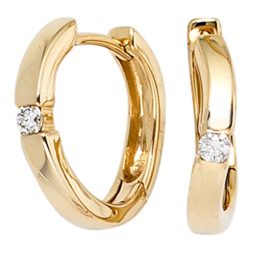Jobo Damen-Creolen aus 14 Karat 585 Gold mit 2 Diamanten