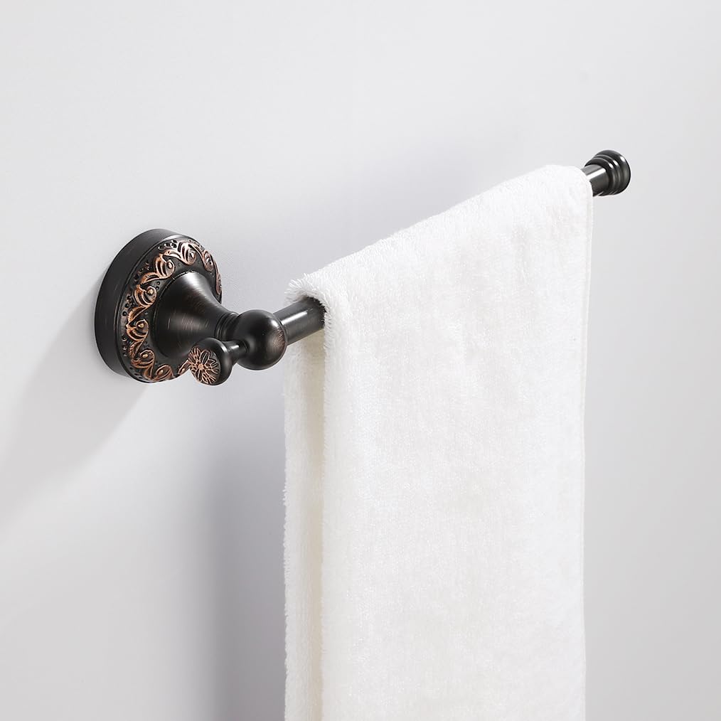 Estantes de almacenamiento de baño de bronce frotado con toallero de pared individual