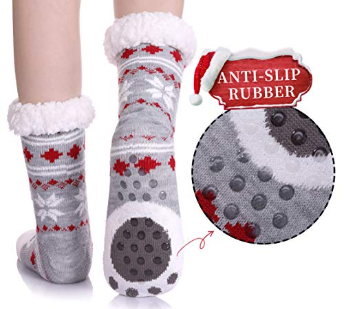 Yebing Non Slip Slipper Socks For Womens Fuzzy Soft Cozy Grippers Winter Warm Animal Fleece-lined Home Socks2