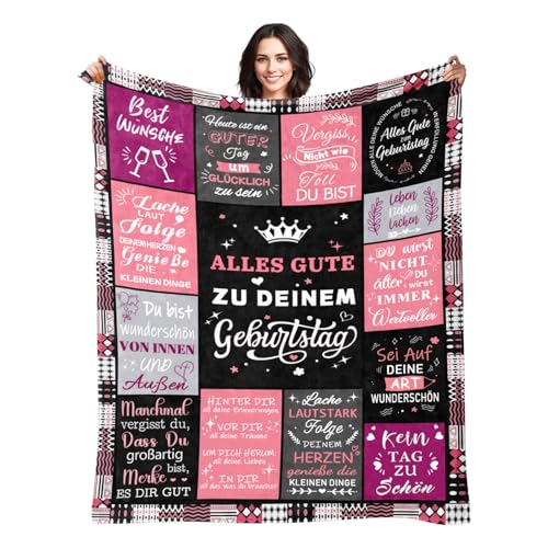 Hsientpe Regalo de cumpleaños para mujeres, regalo de cumpleaños para mamá, niña, esposa, novia, hermana, novia, colega, manta decorativa de cumpleaños, manta decorativa de cumpleaños 150 x 200 cm