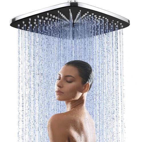 JINYOMFLY Grande Pommeau de Douche, 30 CM Tete de Douche Pluie Exterieur Carré, Pommeau de Douche Grand Fixes Haute Pression