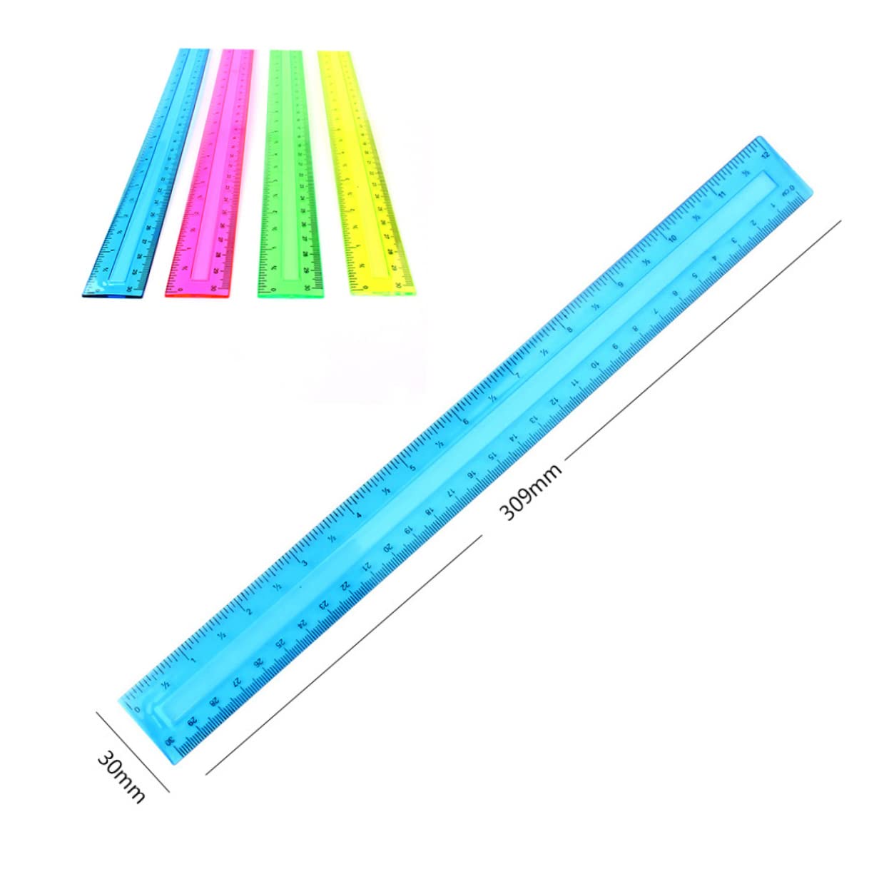 Set di Righelli Trasparenti Colorati 32 Pezzi 30cm in Plastica