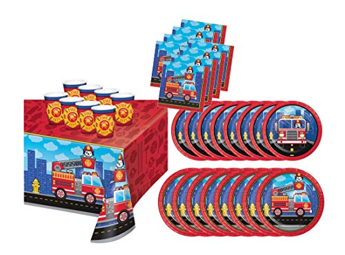 Fire Engine Truck Party Supplies 8 Guest Decoration Kit And Rescue 3Rd Birthday Balloon Bouquet #TOP6