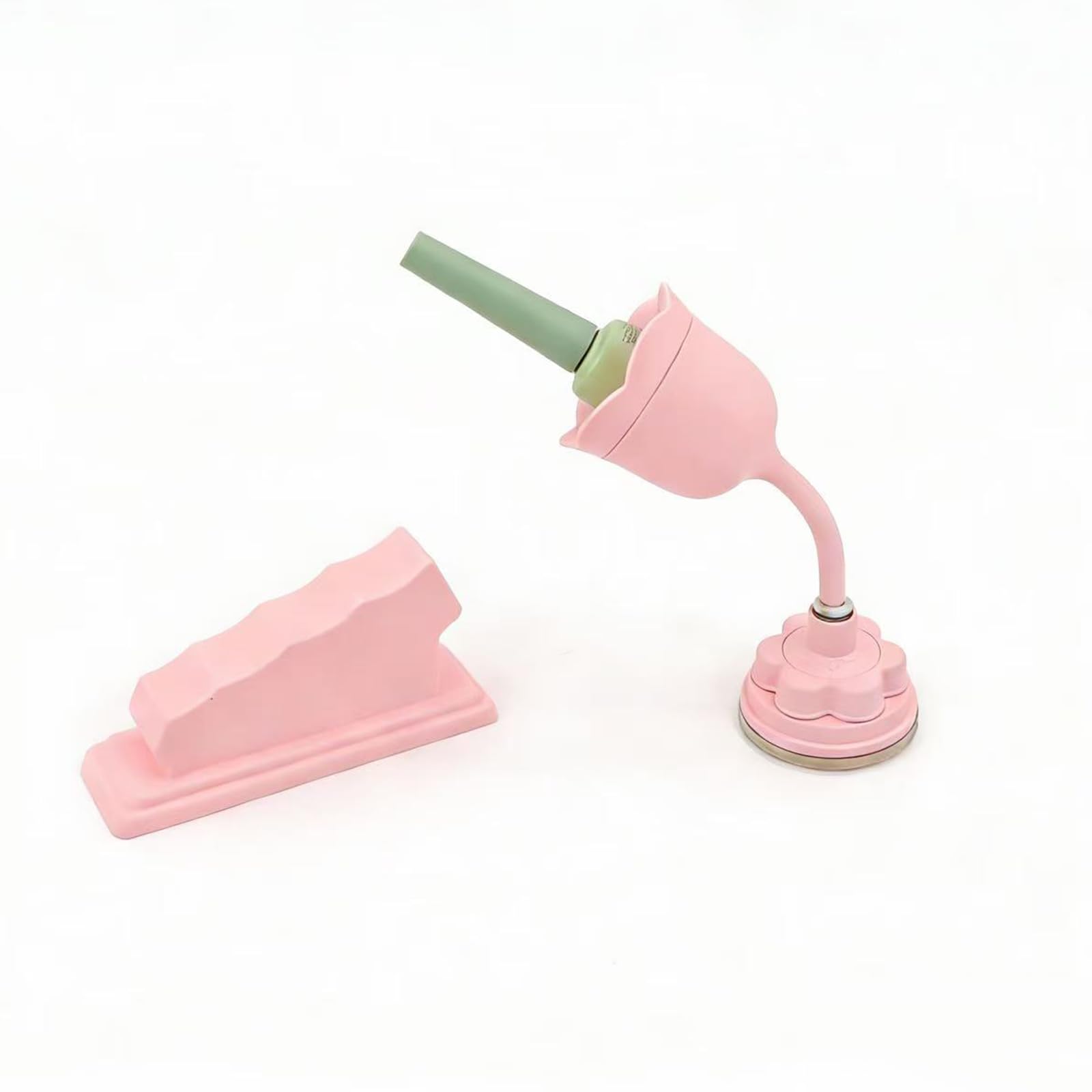 Nail Polish Bottle Holder with Silicone Hand Rest, Tilted and Anti-Spill Nail Polish Holder Stand, Strong Suction cup, 360°Rotation Rose-like Nail Stand, Nail Art Tools (Pink Stand and Hand Rest)