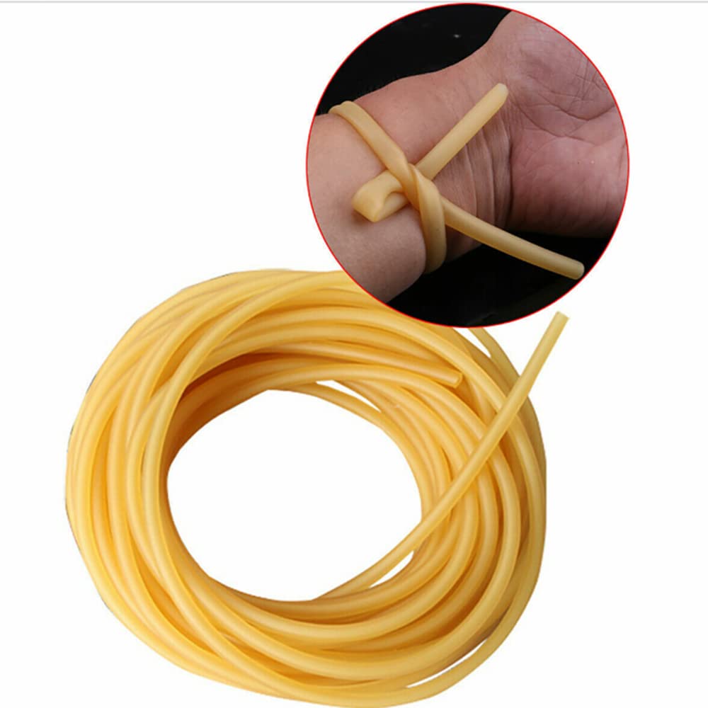 Heloawei Natural Latex Rubber Band, 32.8ft /10m, 1.6x3.6mm Skin Color Rubber Band Tube for Hunting Slingshot Catapult Outdoor Hunting