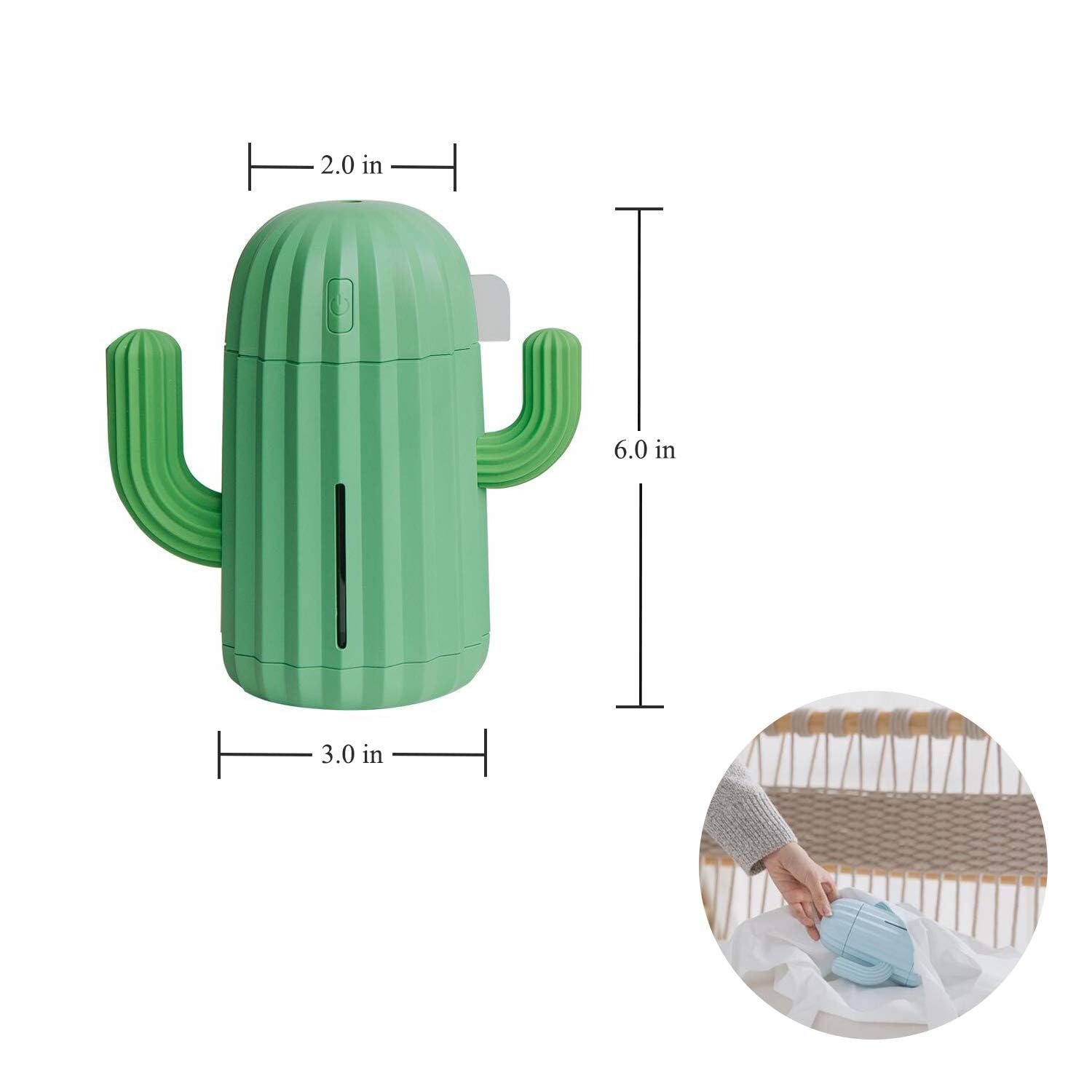 Mini humidificador, Humidificadores de habitación, individual con luz nocturna, Humidificador de aire de cactus portátil para yoga, oficina, spa, dormitorio, habitación de bebé, difusor de gel de sílice solo para agua del grifo 7