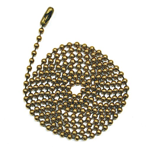 3 Foot Length Ball Chains, Number 6 Size, Antique Brown, with Matching Connectors (3 Pack)