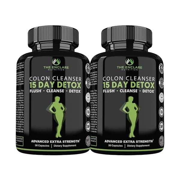 THE ENCLARE NUTRITION 15 Day Detox Cleanse for Weight Loss. Advanced Gut Support for Women & Men. Colon Cleanse Laxatives for Constipation & Bloating Relief. Gut Cleanse Probiotic Diet Pills 60ct (2)