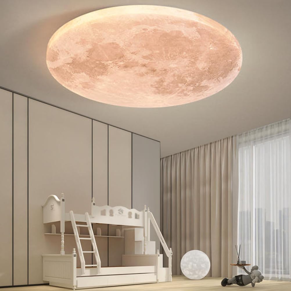 Plafon LED Techo Luna, Luz de techo led moderna, Lámpara de techo Luna, Lámpara de luna 3D Regulable, Lámpara pared Luna de Tierra, Lámpara de Techo LED con Control Remoto Dormitorio,Moon design,30cm