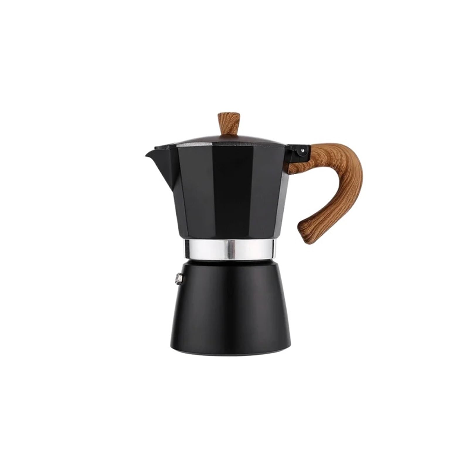Generico Moka con manico in legno da 150 ml/300 ml(300ML-Black)