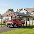 FansaFurn 12' x 20' Metal Carport, Heavy Duty Canopy with Updated Roof & Enhanced Base, Multi-Use Carport Garage for Car, Truck, Boat, Tractors, Party, Grey