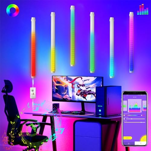 ZOKON 6PCS Voice-Activated Pickup Rhythm Light Computer TV Music Sync Color Changing RGB Led Strip Built-in Mic,Bluetooth App Control LED Tape Lights with Remote (Multi-Colored