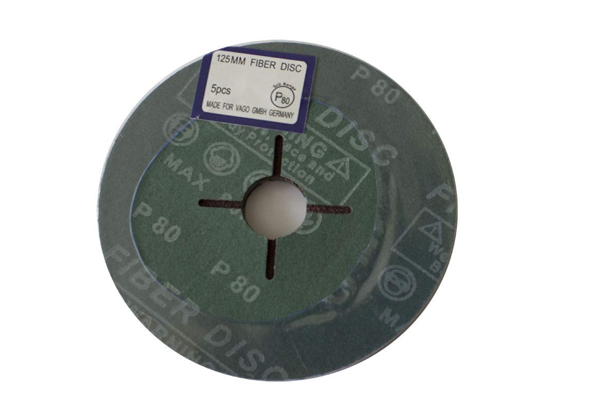 1 plato de apoyo de 125 mm + 100 discos de fibra de vidrio de 125 mm P24.