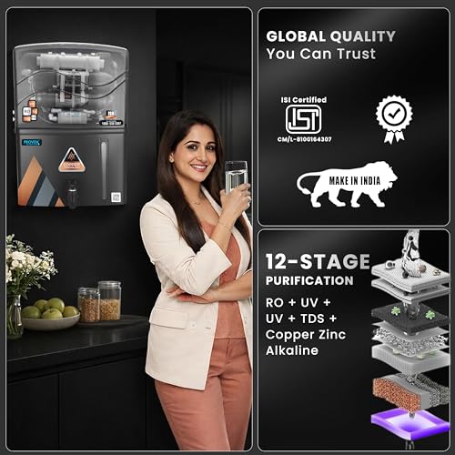 Image of Proven Aqua RO Water Purifier for Home 12L Storage | 12 Stage Purification TDS Adjuster, RO+UV+COPPER+ZINC. Advance MTDS and HTDS Membrane, Suitable for all type water with 1 Year Warranty.