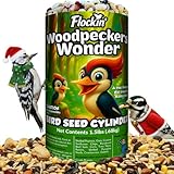 Woodpecker Bird Seed Cylinders with Hole – Premium Woodpecker Food Blend with Sunflower Chips, Peanuts & Suet – Natural High Energy Bird Seed, No Filler, No Shell, No Mess – USA Made (4" x 7.75")