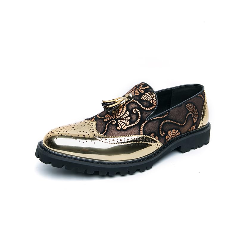 Men's Trendy Gold - Accent Loafers, Fashion - Forward Formal Shoes - Perfect for Special Events, Ceremonies & Social Gatherings
