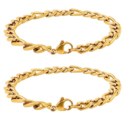Image of Nakabh Combo of Chain Stainless Steel Wrist Bracelet for Men Boys Unisex (2220261P)