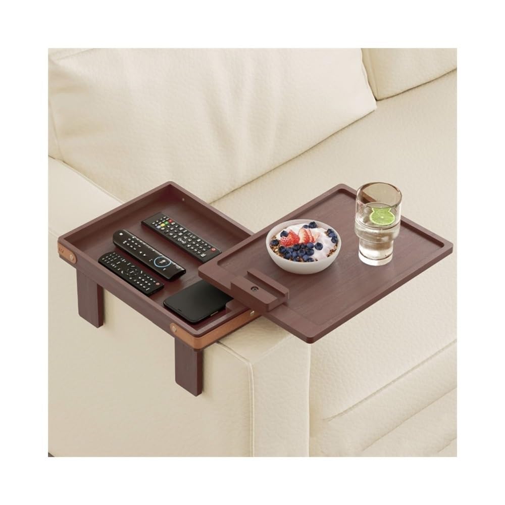 Plateau de service pour accoudoir de canapé double couche marron