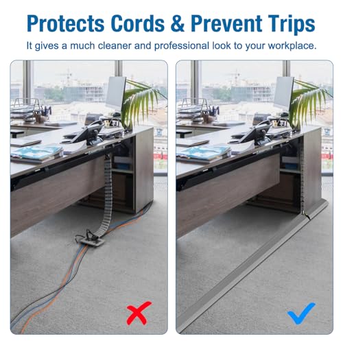 Image of Eapele Floor Cord Cover 4ft Cord Covers for Wires on Floor, Heavy Duty Extension Cord Cover, Rubber Floor Cable Cover, Prevent Trip Hazard for Sidewalk Home Office Outdoor or Indoor Settings