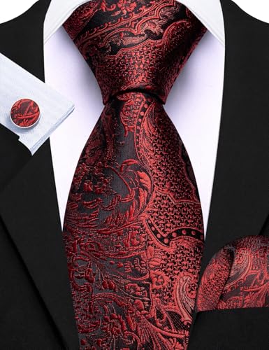 Image of Barry.Wang Men 6PCS Tie Silk Gift Necktie Clip Woven Tie Sets Party | Men Tie Classic Silk Gift Necktie With Tie Clip Jacquard Woven Neck Ties 6PCS Formal Wedding