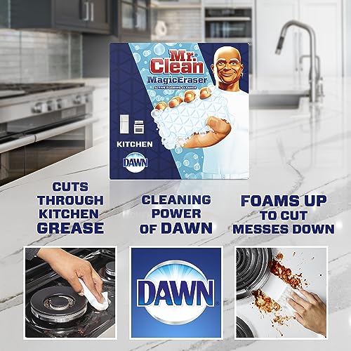 Mr. Clean Magic Eraser Kitchen and Oven Cleaner with Dawn, Cleaning Pads with Durafoam, 10 Count