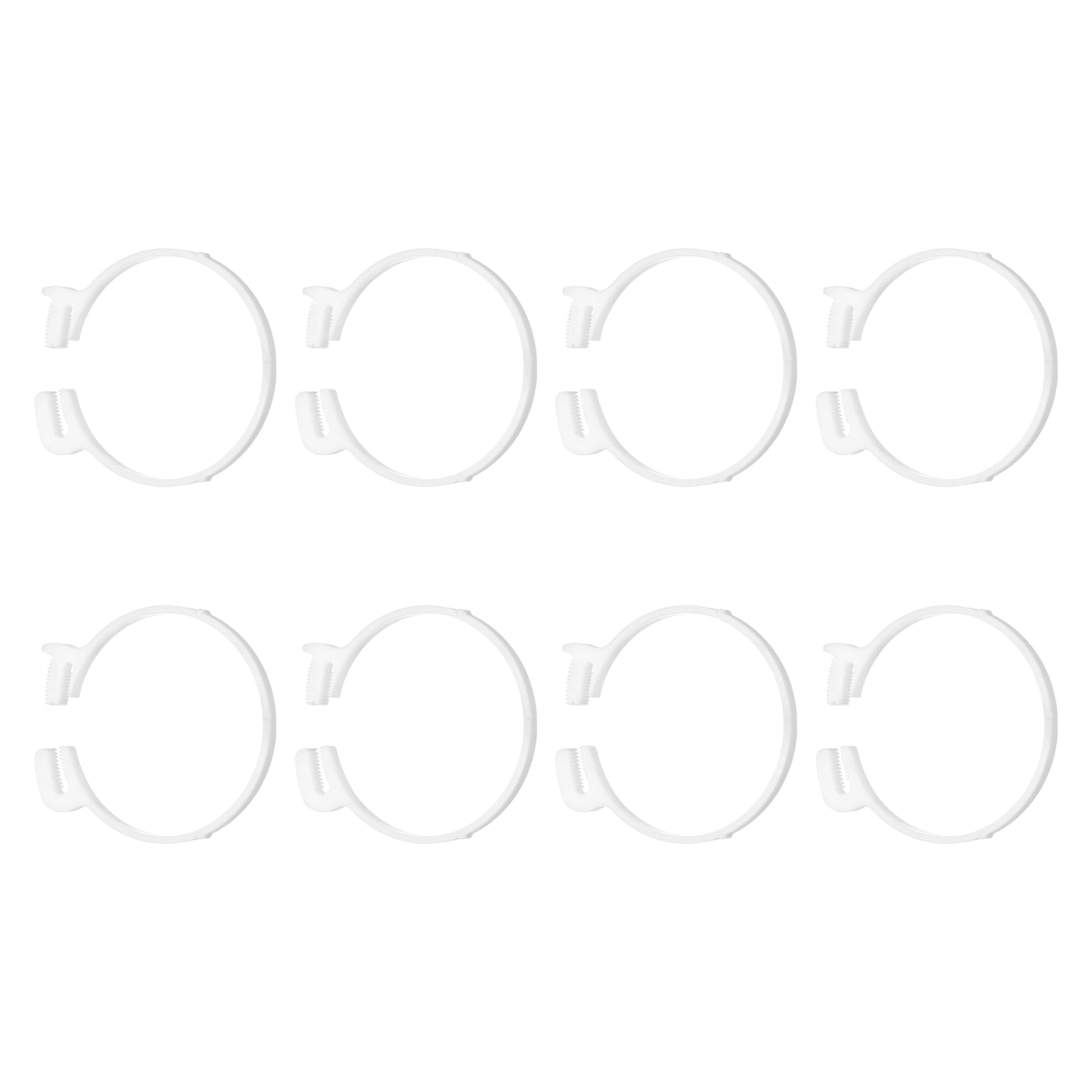 sourcing map 8pcs Double Snap Grip 79-81.5mm Heavy Duty Plastic Hose Clamps Ratcheting Adjustable Clamps Kit for Plumbing Automotive Fuel Line, White — image 1