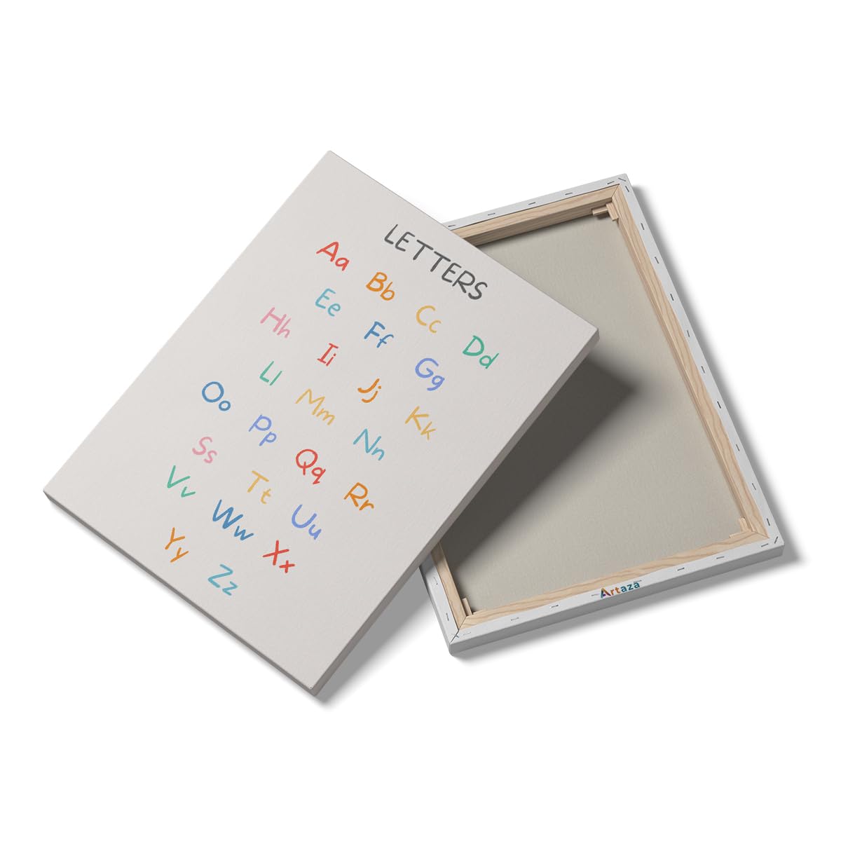 Artaza Leinwand Bilder Alphabet Buchstaben - 60x80 cm - Wanddeko Kinderzimmer - Wandbilder Lernposter - Bunte Deko