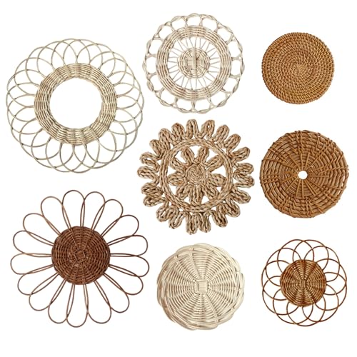  Heidouse 8 pezzi/arte della parete intrecciata, a forma di fiori cavi decorazioni da parete rattan, decorazioni per la casa boho per fattoria, soggiorno, vivaio
