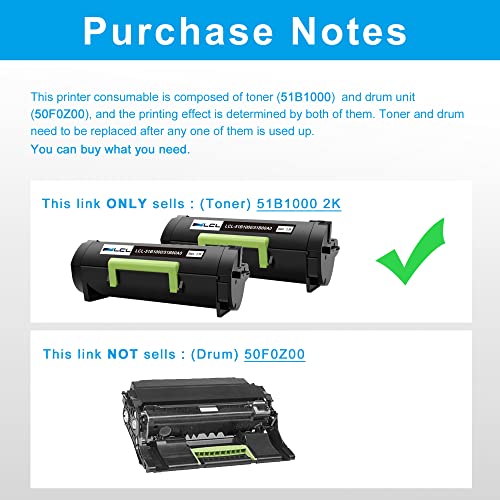 LCL Compatible Toner Cartridge for Lexmark 51B1000 51B00A0 2500 Pages (2-Pack,Black)for Lexmark MS317 MS317DN MS417 MS417DN MS517 MS517DN MS617 MS617DN MX317 MX317DN MX417 MX417DN MX517 MX517DE MX617 by LCL - Image 3