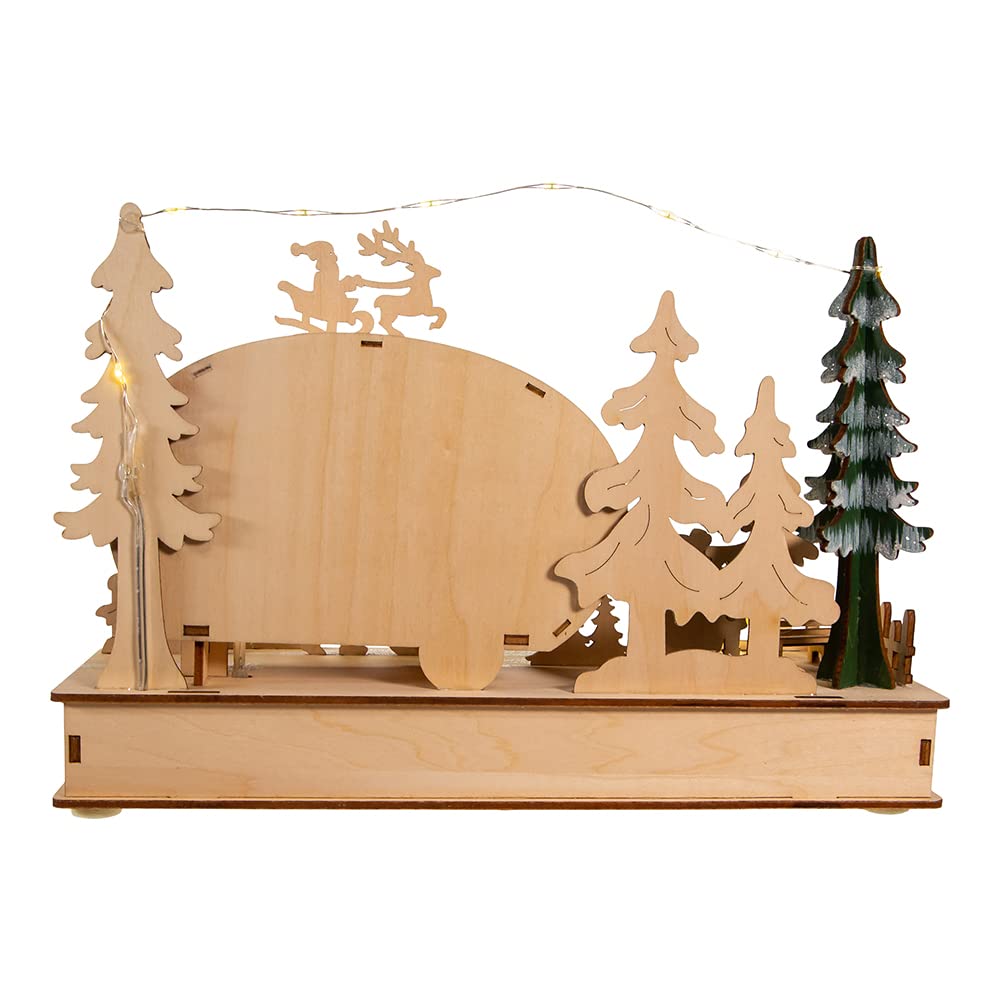 Kurt S. Adler Batteriebetriebener Camper aus Holz mit Weihnachtsmann Tischstück, Mehrfarbig, 7.5-Inch