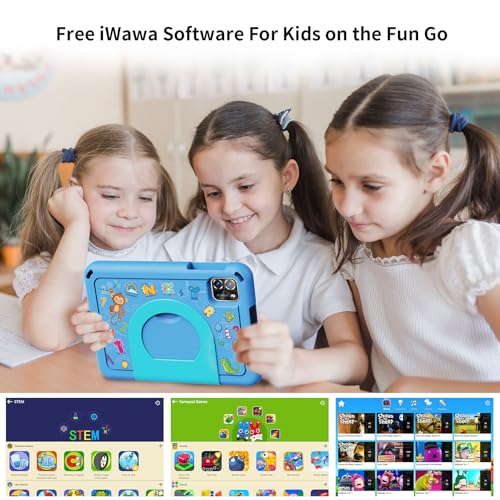 Image of PRITOM TAB7 PRO Kids Tablets 7 inch, 64 GB, 3 GB RAM Upgraded, Toddler Tablet Android 14 with WiFi, Dual Camera, Education, Games, Kids Software Pre-Installed, Parental Control, Blue