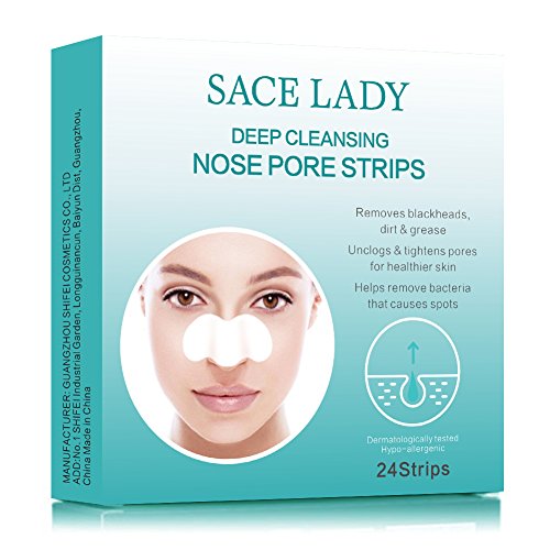 SACE LADY Deep Cleansing Pore Strips, 24 Nose Strips for Blackhead Removal, with Instant Pores Unclogging, Oil-Free, Non-Comedogenic Use