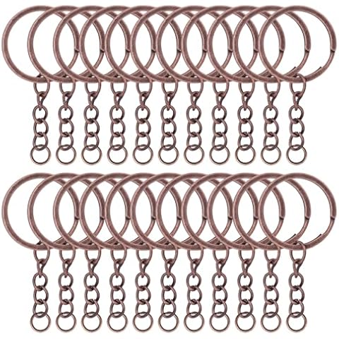Chuyau 50Pcs Keychain Key Ring with Chain Bulk Split Key Chain，1.1 Inch Key Chains Parts with Open Jump Ring Connector for Jewelry Making Crafts (Bronze) Cover