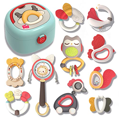 LAFALA Baby Toys 3-6 Months Baby Rattle Set Teething Toys for Babies 0-6 Months 11 PCS 4 Month Old Toys for Babies Teether Shakers with Storage Box Infant Toys Newborn Toys Baby Girls Toys