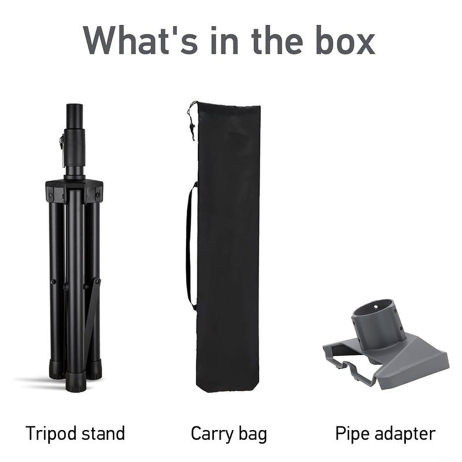 Treppiede portatile, supporto per antenna in alluminio leggero con altezza regolabile e adattatore per tubo, facile da montare, per uso esterno, nero