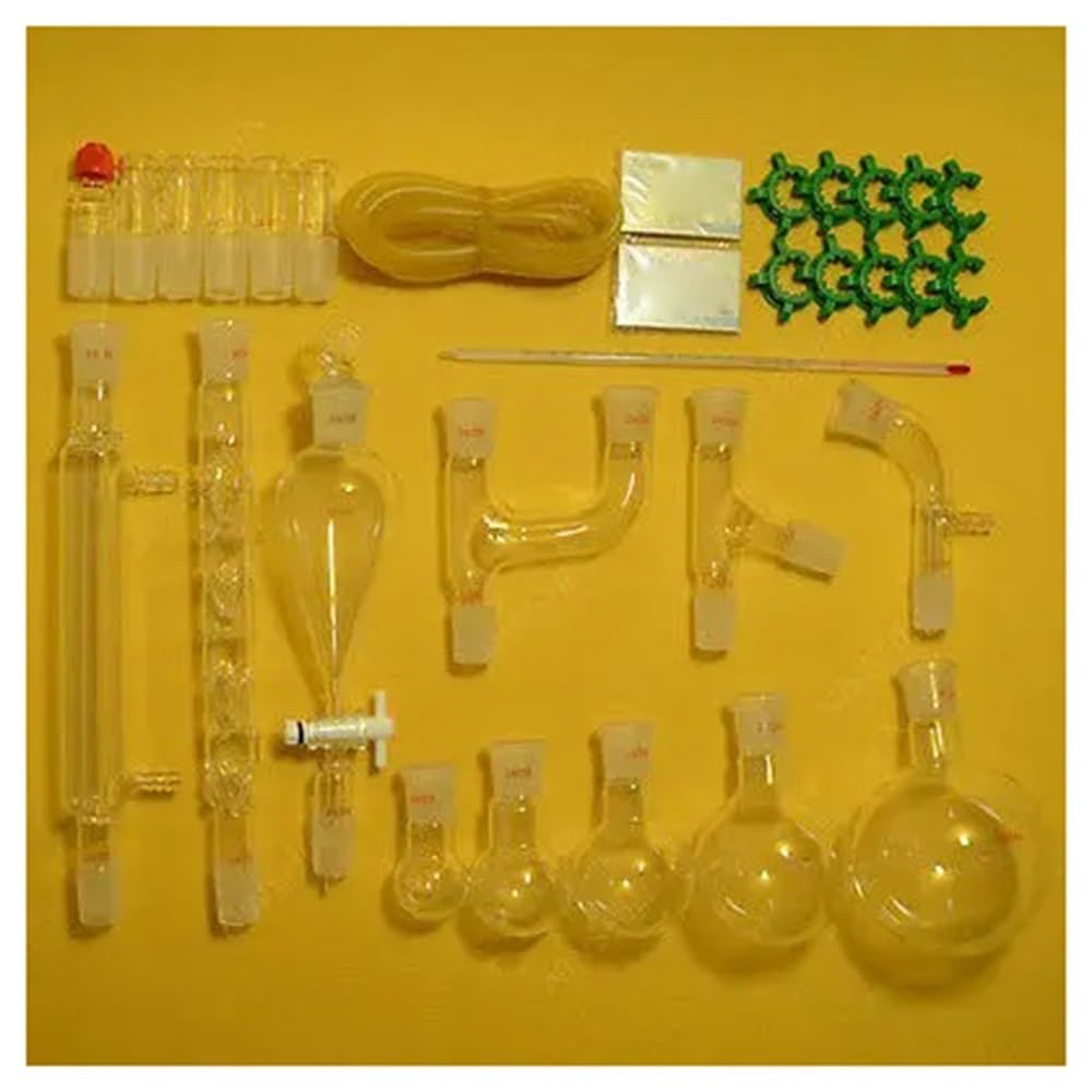 Kit de cristalería de laboratorio de 29 piezas, juego de cristalería de laboratorio con juntas esmeriladas 24/29