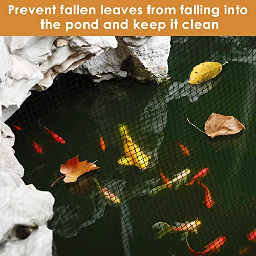 PACETAP 20 x 30 Ft Koi Pond Netting Kit, Heavy Duty Pond Netting Mesh Net Cover for Leaves, Protecting Koi Fish from Birds, Cats -Stakes Included